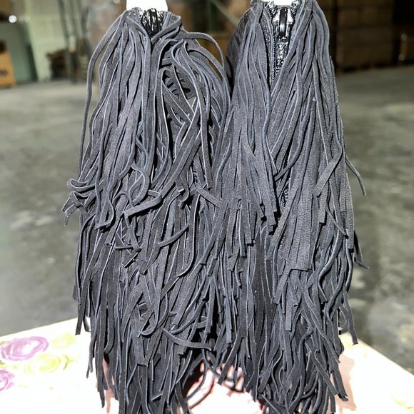 NIB Jeffery Campbell Fringe Heeled Ankle Boots - Picture 6 of 8